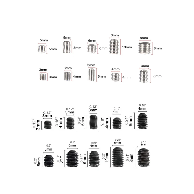 200 pcs/box  White headless screw platterblack headless hexagon socket screw combination platter set (recessed end)