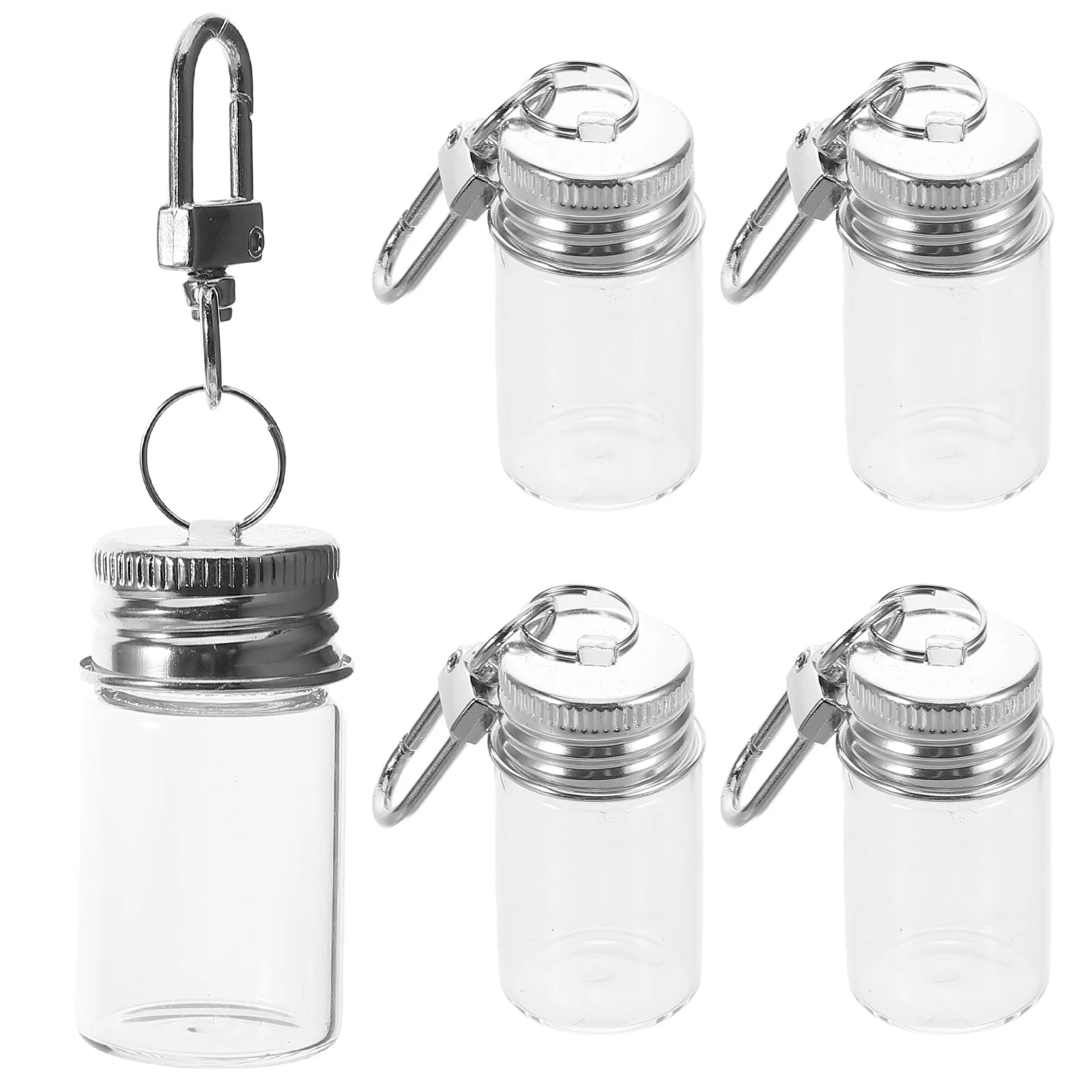

5Pcs Mini Glass Bottle Keychain Clear Tiny Glass Bottles for DIY Messages Jars Craft Supplies Wishing Drifting Bottle Ornament