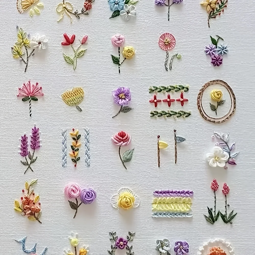 30 Durable Mini Flowers for Beginners' DIY Embroidery Kit, Includes Complete Video Tutorial, 3D Flower Embroidery, Perfect for H