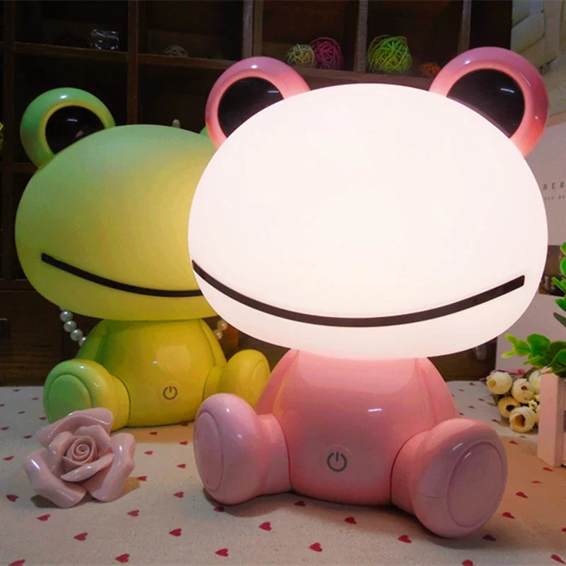 Modern Cute Animal Night Lights for Baby Children\'s Room Pink Green Frog Lamp Christmas Gift Bedroom Beside Deco USB Night Light