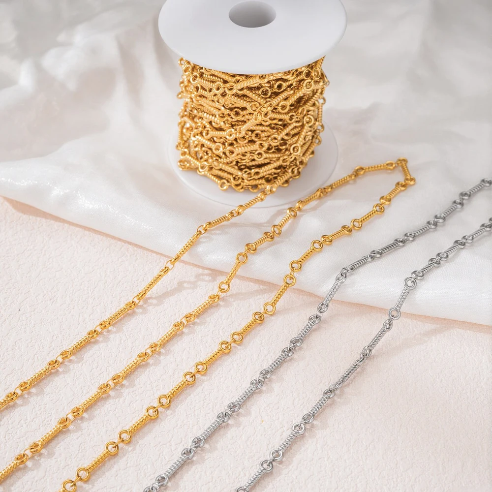 1 Meter Edelstahl Bambusknoten Goldfarben Handgefertigte Ketten für DIY Halsketten Armbänder Schmuckherstellung Zubehör Bastelbedarf – Detail 3