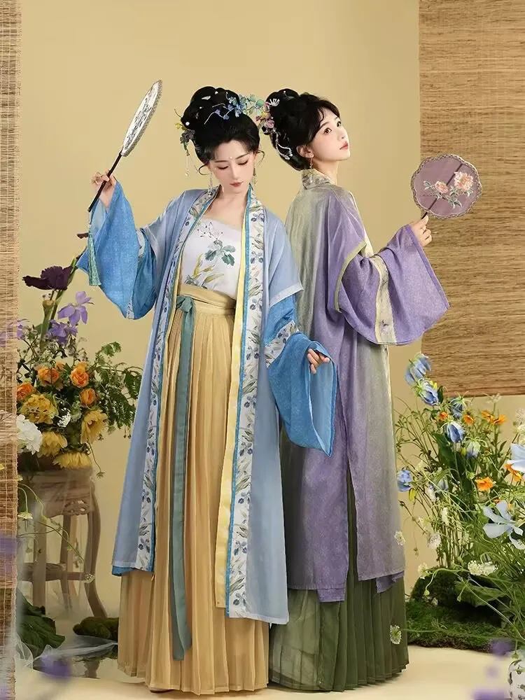 漢服ドレス女性中国の伝統的な宋王朝漢服スーツ女性カーニバルコスプレ衣装古代プリント漢服ドレス 3 個