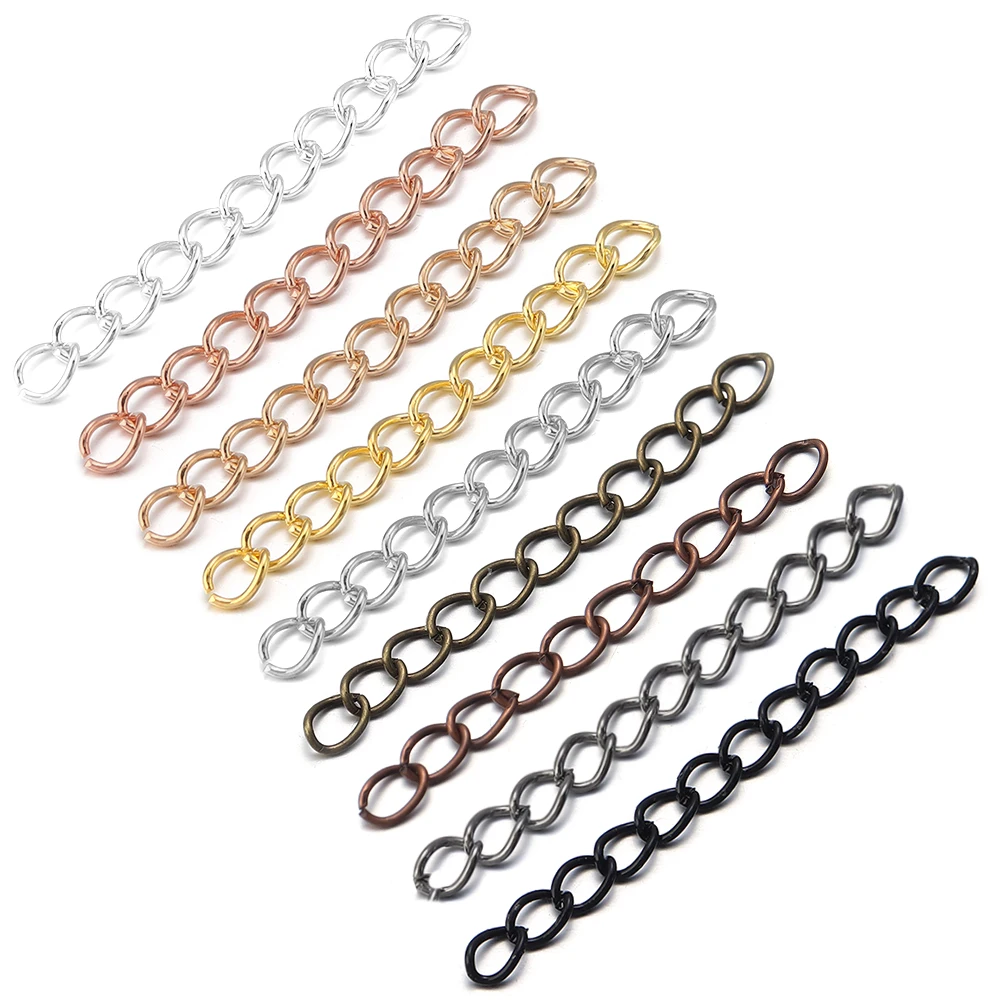 100 قطعة/الوحدة 50/70 مللي متر تمديد الذيل سلاسل قلادة سوار تمديد سلسلة السائبة سلسلة DIY بها بنفسك صنع المجوهرات النتائج اكسسوارات