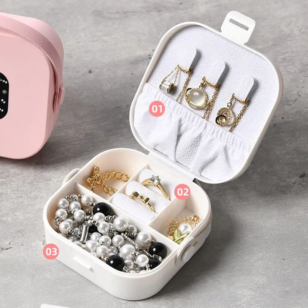 Caixa de jóias quadrada organizador couro portátil anel brincos colar titular cor sólida caixa exibição armazenamento viagem