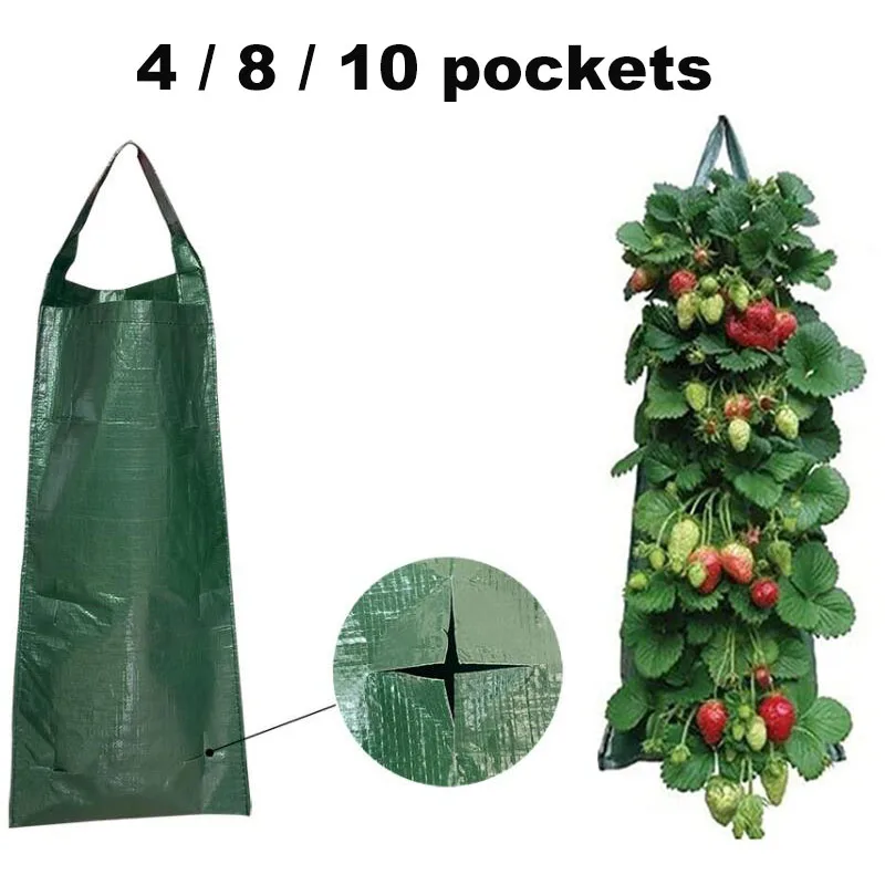 Pockets Strawberry grow pot vertical Garden Plant Bags Planter Planting PE wall hanging Potato Plants For Veg Flower R23