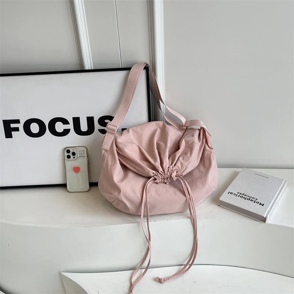 Frauen Kordelzug Umhängetasche Große Kapazität Einfache Umhängetasche Verstellbaren Riemen Kordelzug Sling Tasche Mädchen Outdoor Tasche