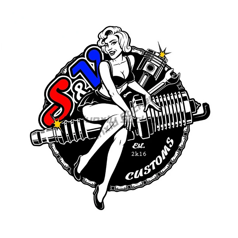 Rockabilly Rock and Roll Pin Up Guitar Girl Sexy Car Sticker Vinyl Self-adhesive Waterproof Decor Decorative  Accessories view 4