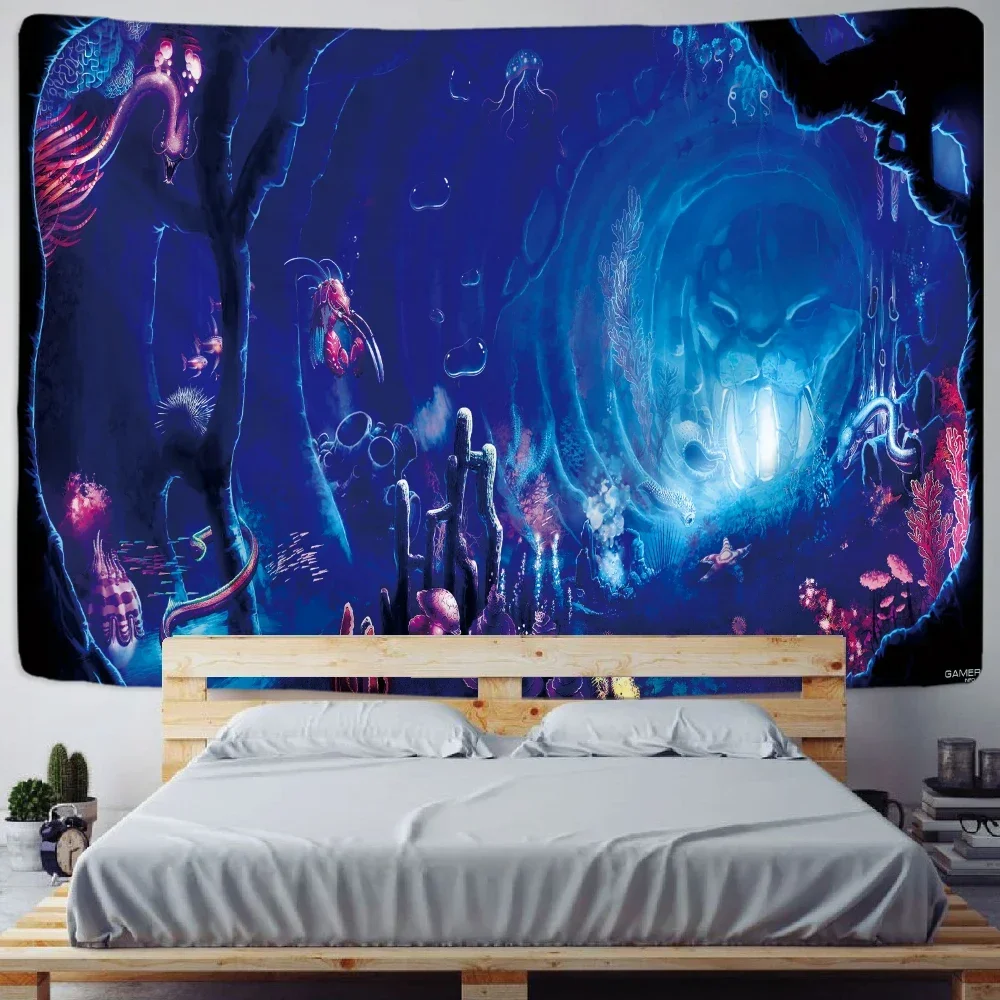 Mushroom psychedelic scene home decoration art tapestry hippie Posmian room decorative yoga cushion background cloth