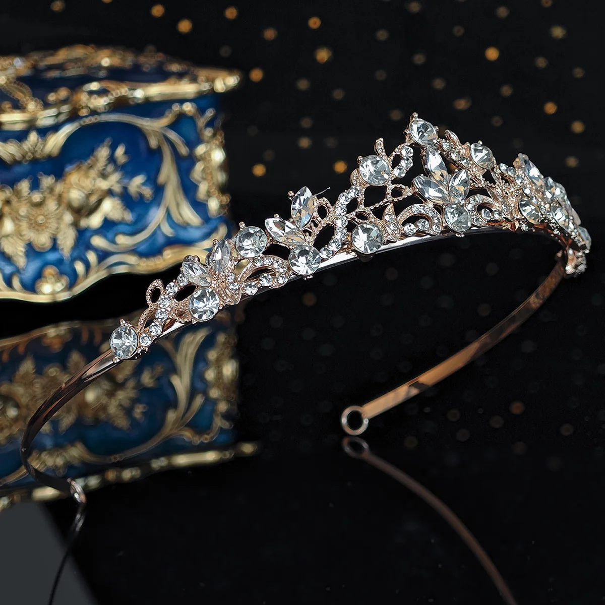 أزياء تألق حجر الراين تاج اليومي تيارا الزفاف غطاء الرأس مجوهرات الزفاف إكسسوارات الشعر للنساء #3