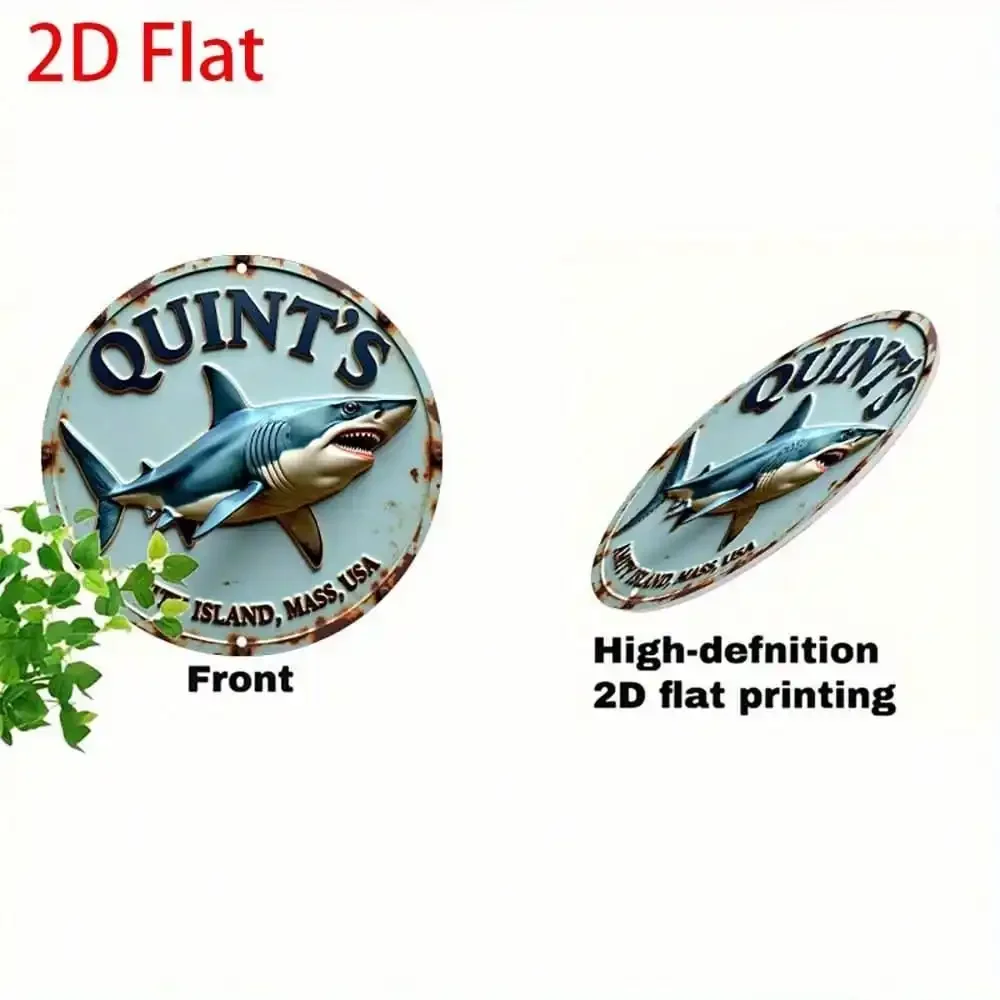 Jaws Movie Quint's Amity Island Shark Metal Sign, Vintage Retro Tin Wall Decor for Man Cave Bar