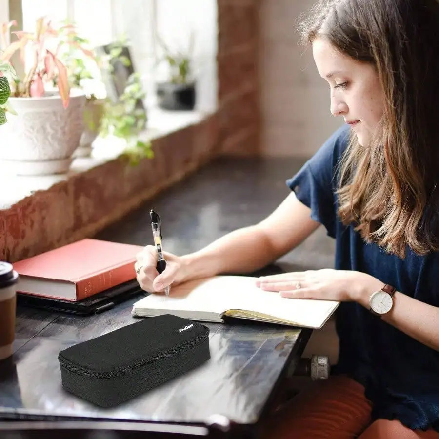 حقيبة قرطاسية للطلاب ذات سعة كبيرة، حقيبة تخزين محمولة لسطح المكتب مع سحاب مزدوج للوازم المكتبية المدرسية