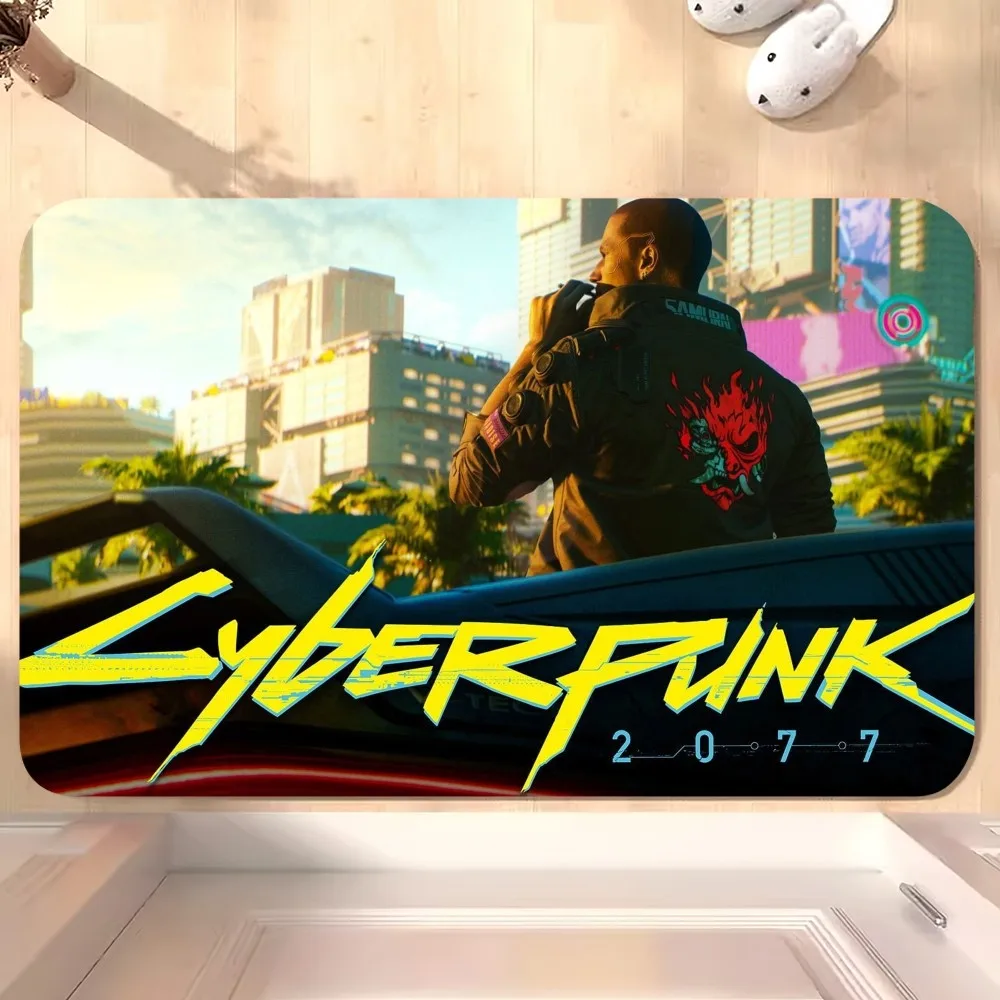 2077 Game C-Cyberpunk Cool Floor Mat Bedroom Kitchen Door Bath House Super Absorbent Foot Non-slip