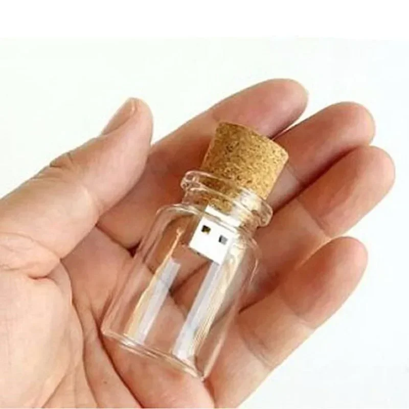 JASTER Funny Memory Stick 128GB Creative Gift Pen Drive 64GB Glass Drift Bottle with Cork U Disk 32GB High Speed USB Flash Drive