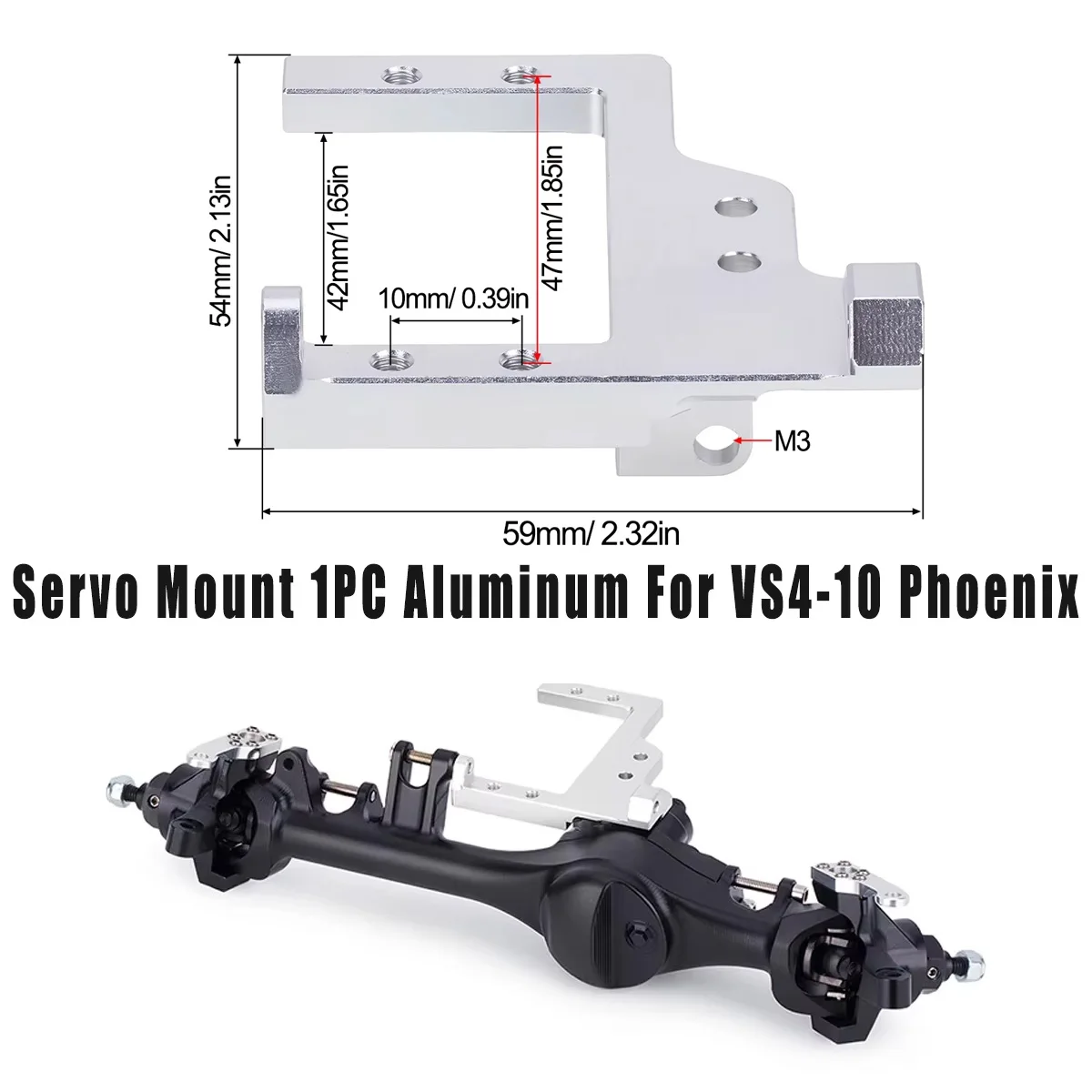 Support de montage de servo en aluminium, 1 pièce, pour Vanquish F10 F10T, compatible avec les améliorations VS4-10 Phoenix RC Crawler
