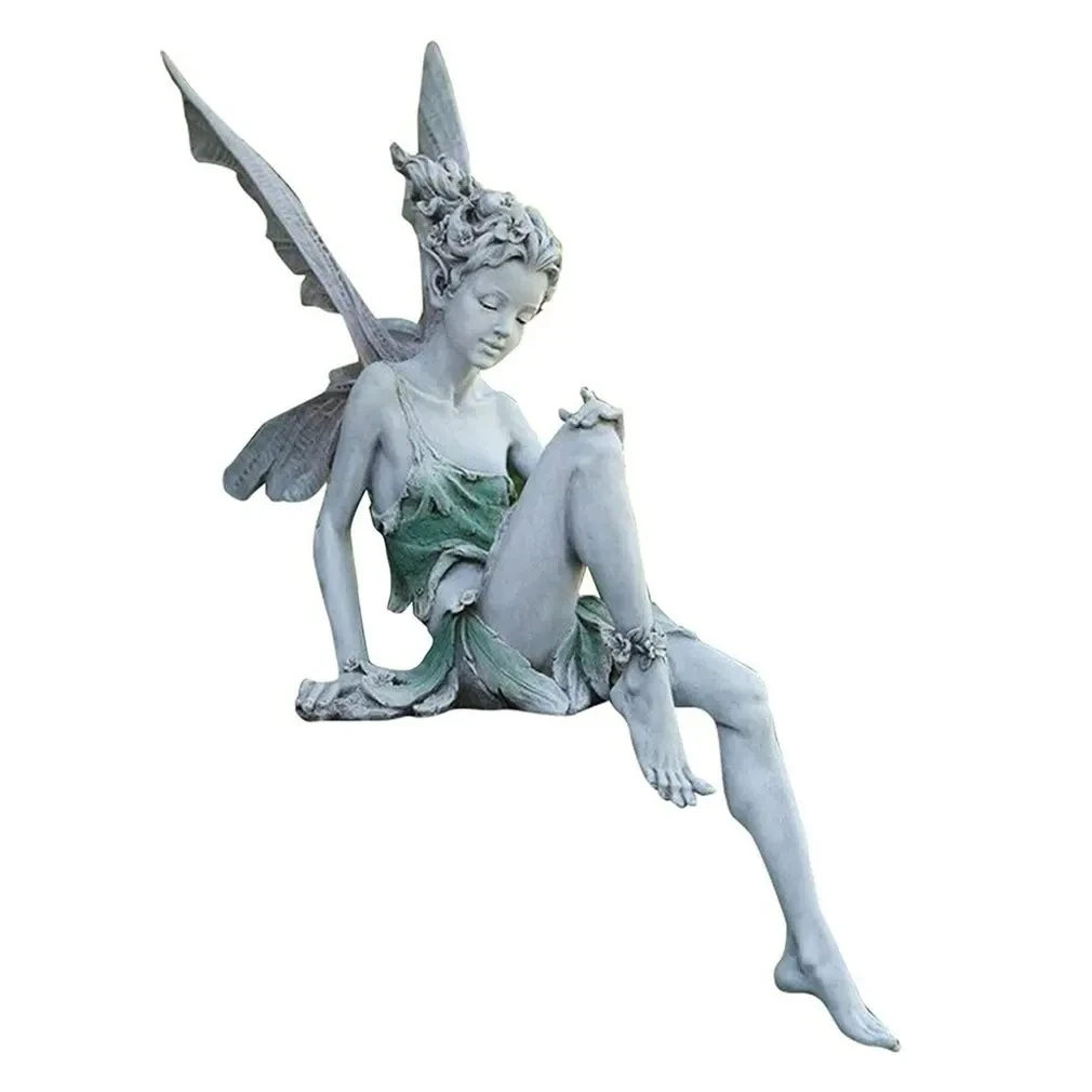 2024 New Flower Fairy Statue Ornament Figurines With Wings Outdoor Garden Resin Craft Landscaping Yard Decoration Fast Delivery