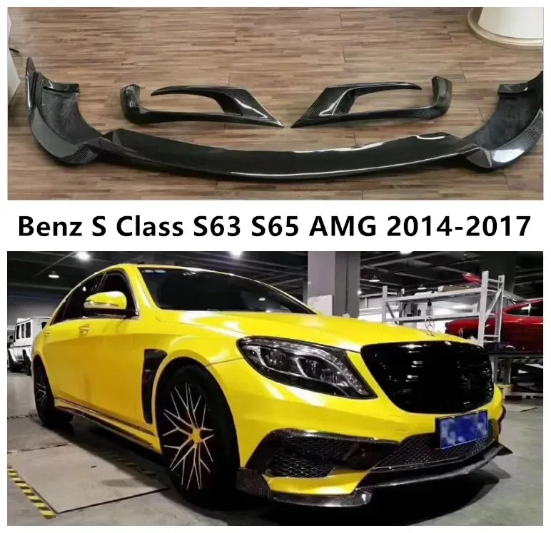 Real Carbon Fiber Front Bumper Lip Splitters Fog Lamp Vent Air Cover For Mercedes Benz W222 S Class S63 S350 S400 S500 S600 AMG