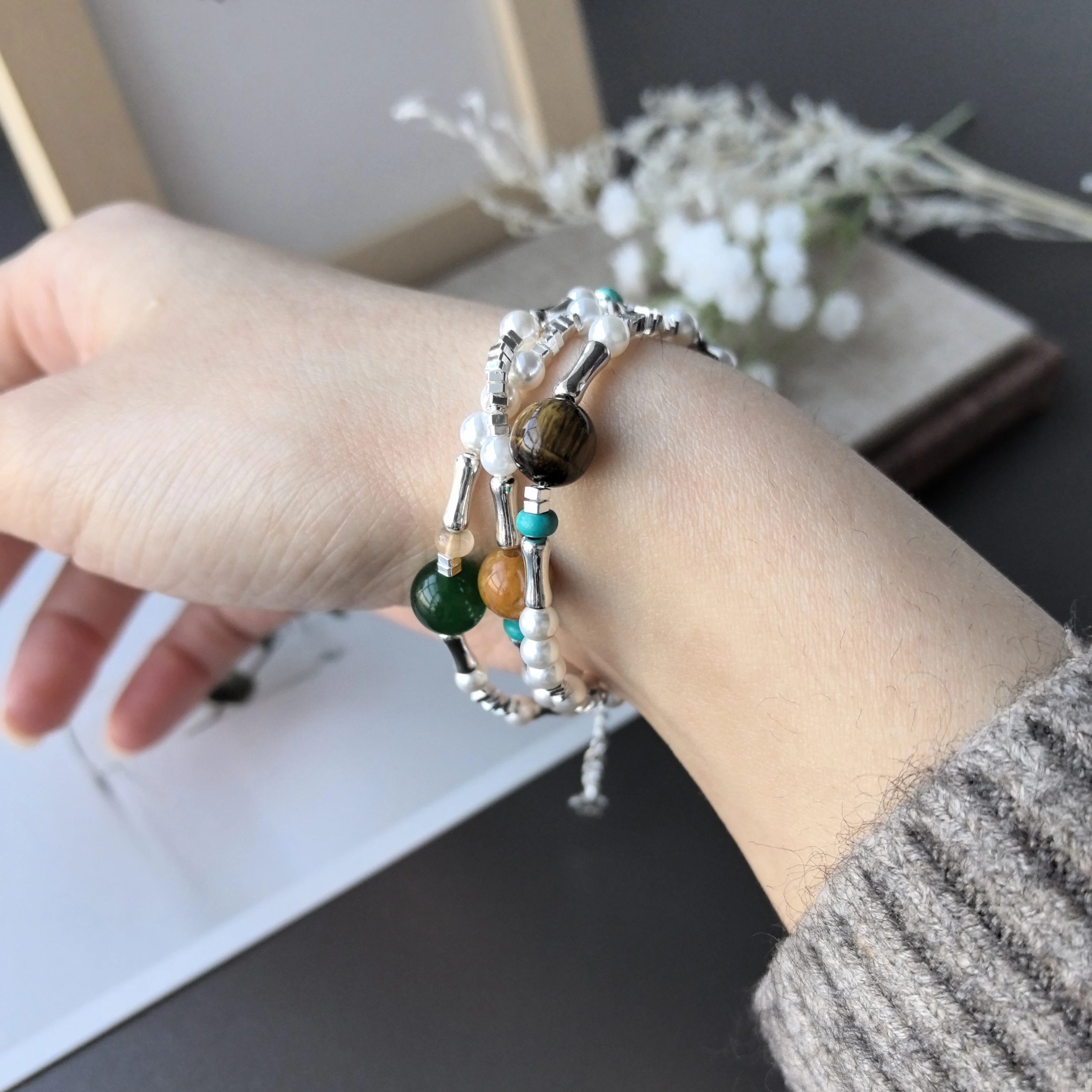 925 Sterling Silber Armband Armreif Einfache Grüne Blatt Elegante Natur Für Frau Mädchen Mode Schmuck Geschenk Dropship Großhandel – Detail 9