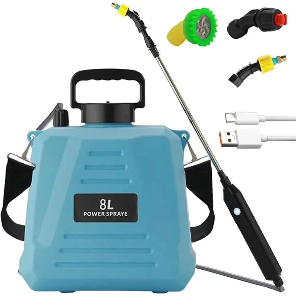 

2 Gallon Electric Garden Sprayer, USB Rechargeable Handle, 3 Mist Nozzles, Retractable Wand
