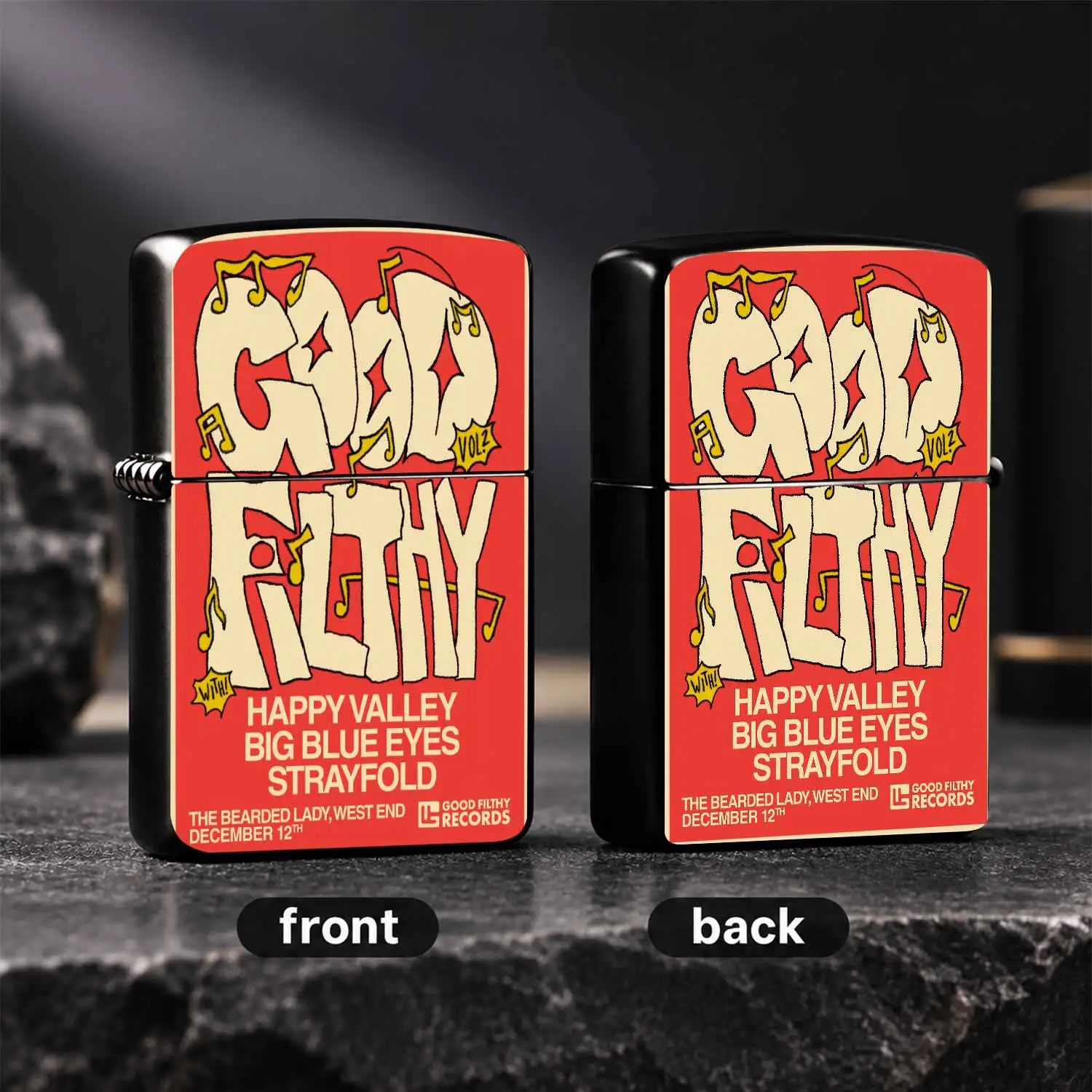 Retro Gig Poster Style Lighter Cute Musical Note Decor Art Inspired Portable Ignition Tool Perfect For Daily Multi-Scene Use Trendy Vibe Carry-On Item For Indie Fans Great Gift For People Who Love Merch Interesting And Humorous Lighters