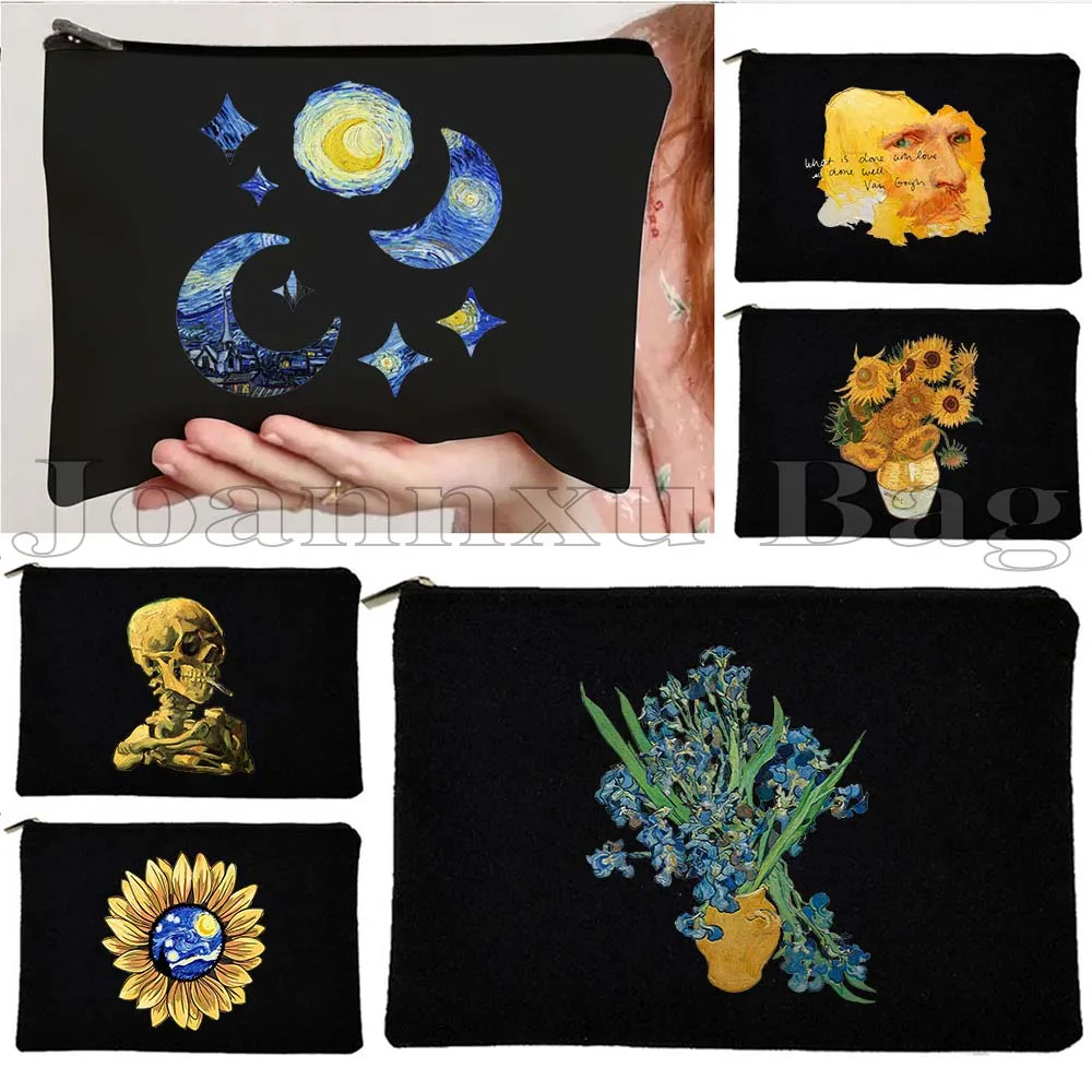 

Van Gogh Sunflower Vincent Paintings Gifts Iris Grunge Starry Night Canvas Cosmetic Makeup Toilet Bag Pencil Case Zipper Pouch