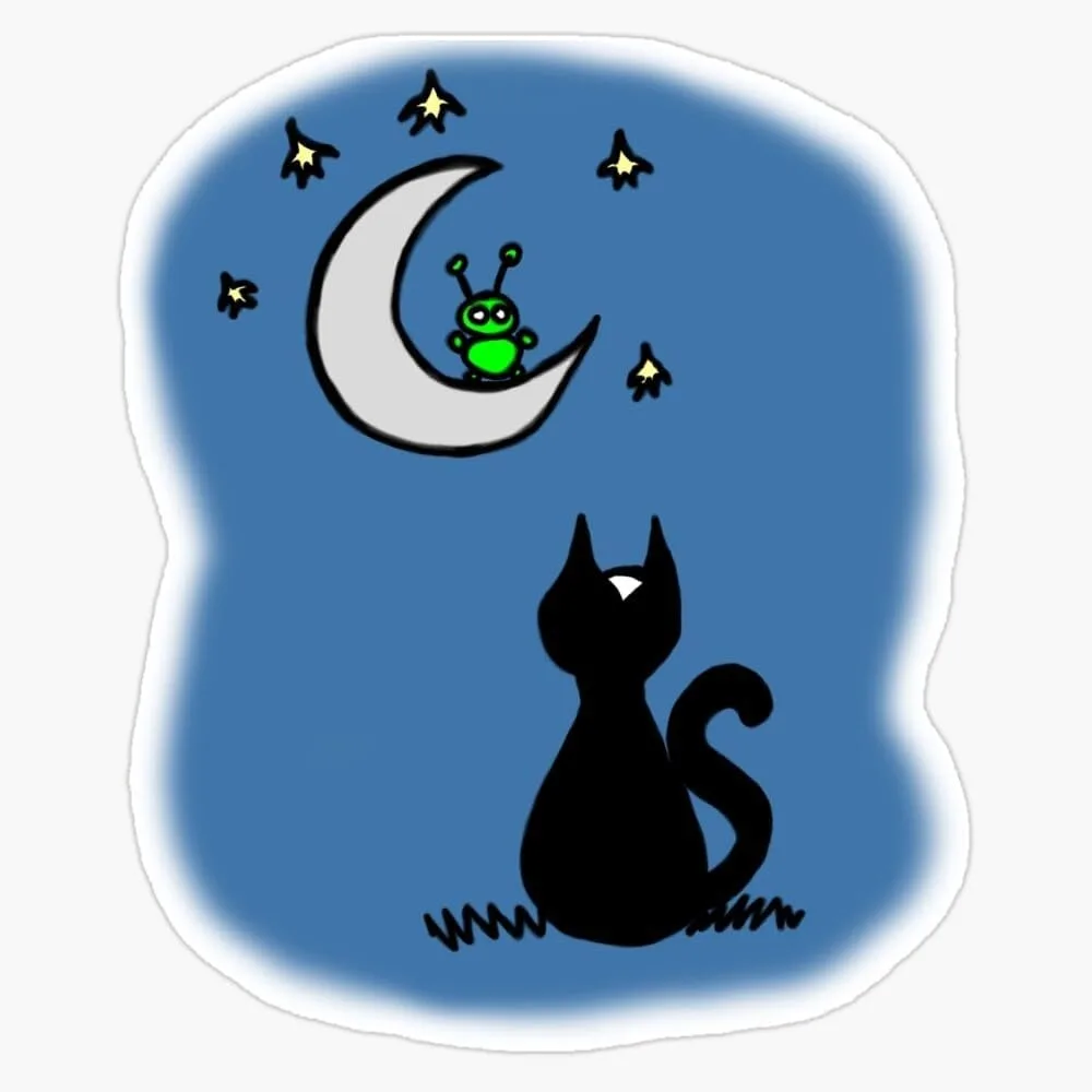 

Magnet The Cat and Alien Magnetic Vinyl Sticker Creative Window Sticker Waterproof Vinyl Decal Weatherproof