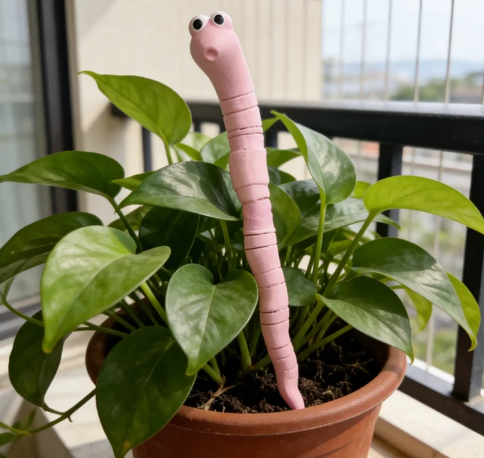 Potted Plant Humidity Monitor Battery Free Cute Earthworm Soil Moisture metais for Indoor Outdoor Plant Lawn Sensor Figurines