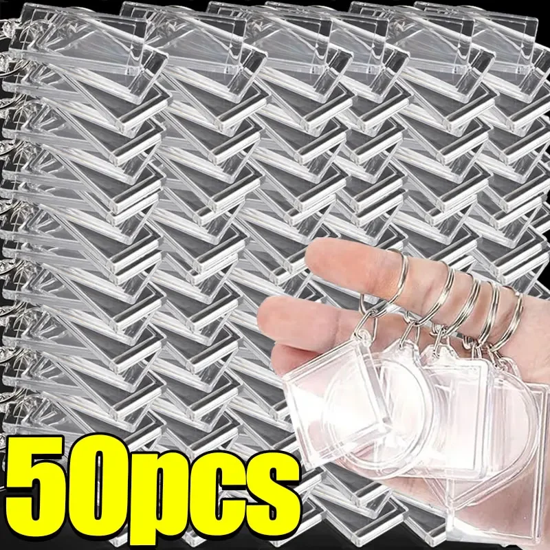 5/50 قطعة مستطيل شفاف فارغة الاكريليك إدراج المفاتيح إطار الصورة الصورة كيرينغ حامل DIY بها بنفسك سبليت حلقة المفاتيح الهدايا #2