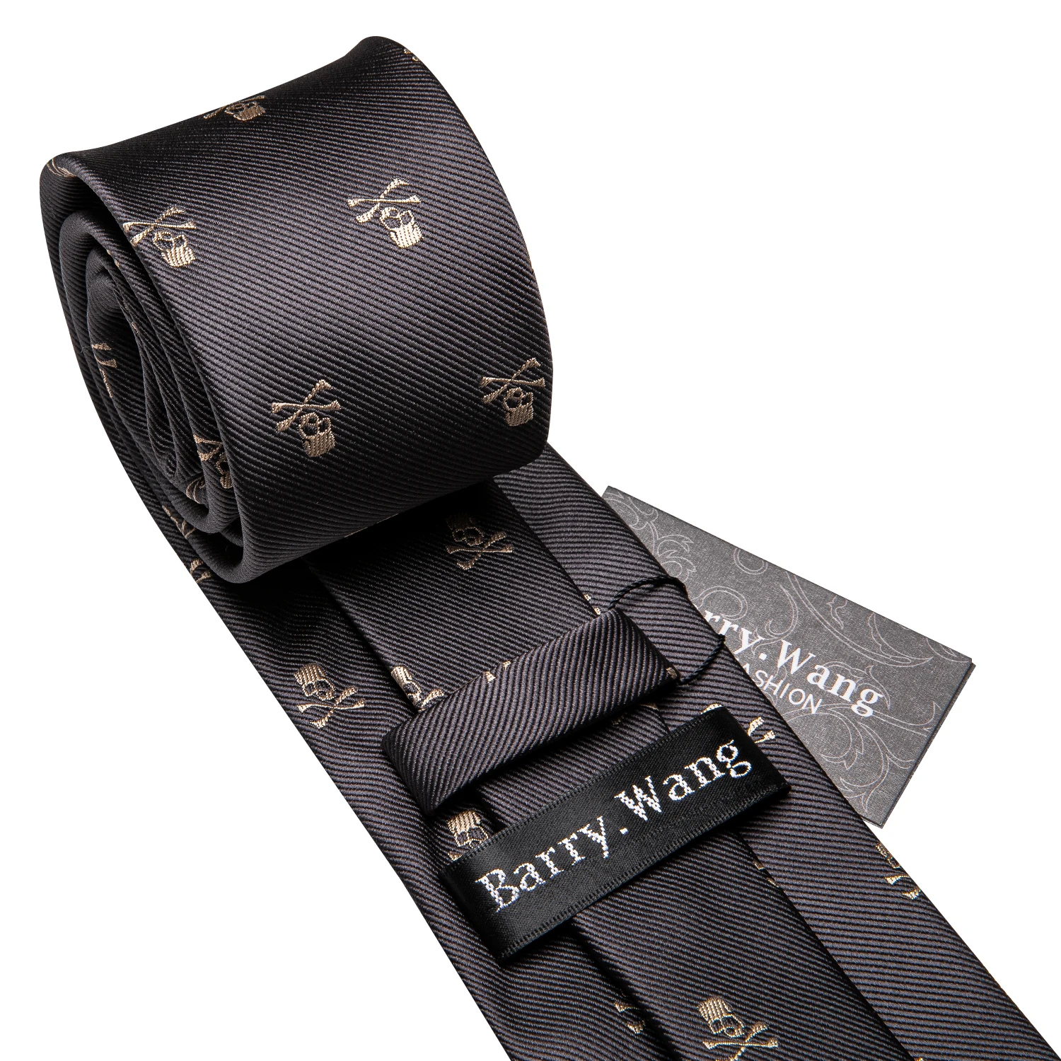 Brown Skull Fashion Men Tie Necktie Gravat Handkerchief Cufflinks Set Ties For Men Suit Party  Business Gift Barry.Wang