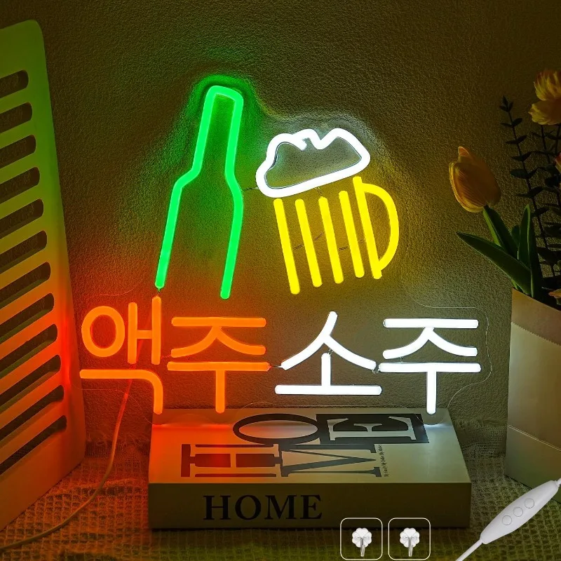 

South Korea Soju Neon Wall Decoration Restaurant Soju Neon LED Light Logo Suitable for Bar Kitchen Decoration Men's Cave