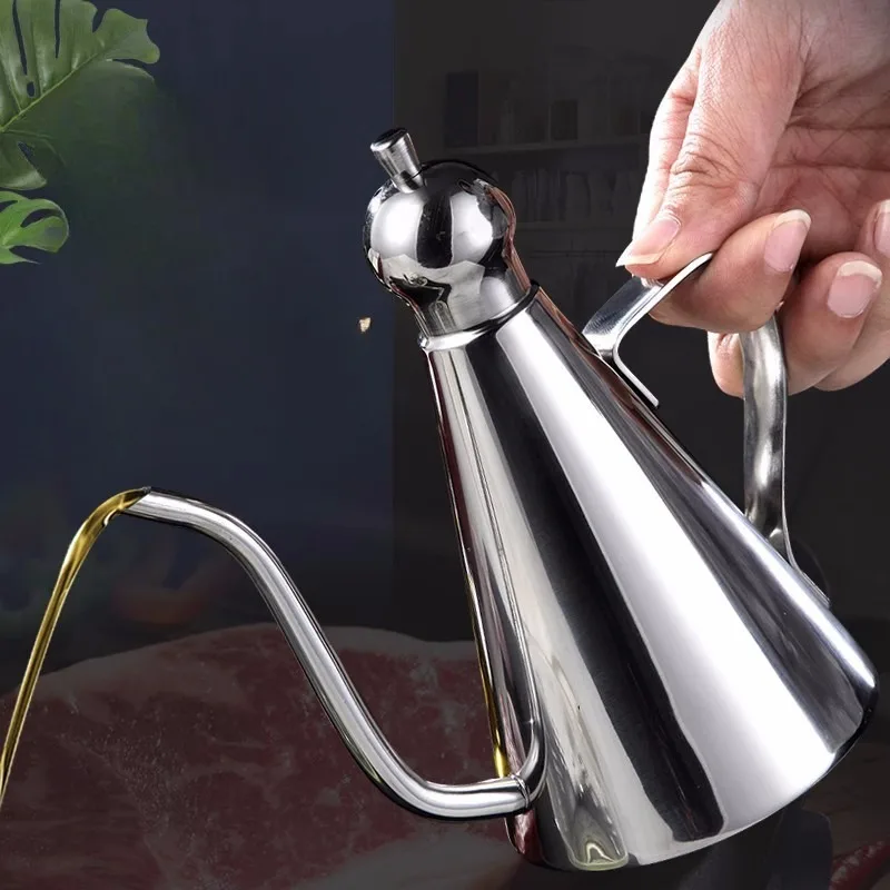 

304 Stainless Steel Oil Bottle Daily Use Dispenser Kitchen Container Vinegar Precise Fit Condiment Leakproof Sauce Oil Cruet