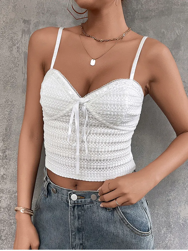 NewAsia Women's Adjustable Straps V-Neck Crop Top Backless Tie Up Fashion Streetwear Party Bustier Corset Tops White Summer