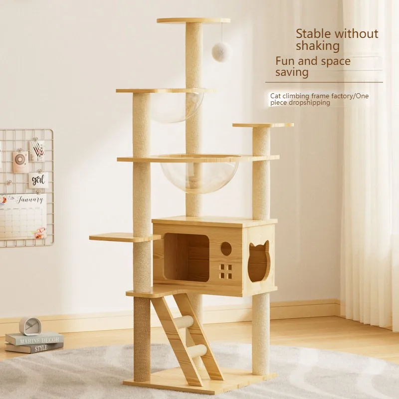 

Wholesale Customized Wear-Resistant Interactive Cat Climbing Frame with Multilayer Platform
