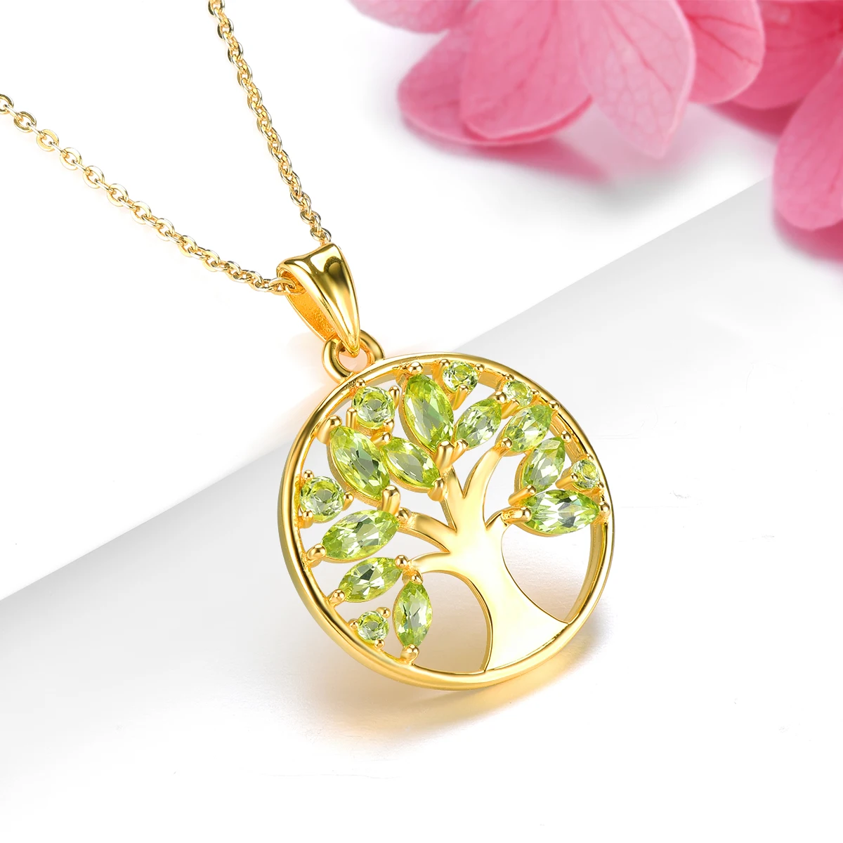 Imagem -04 - Pingente de Prata Esterlina Peridoto Natural para Mulheres Banhado a Ouro Amarelo 15 Quilates Pedra Preciosa Genuína Clássico Presente de Aniversário Romântico