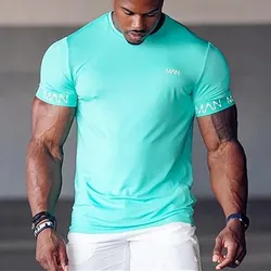 NEW round collar Shirt Men Short Sleeve Workout Gym T-Shirt Compression Running Fitness Tops Summer Tees men Training Clothing