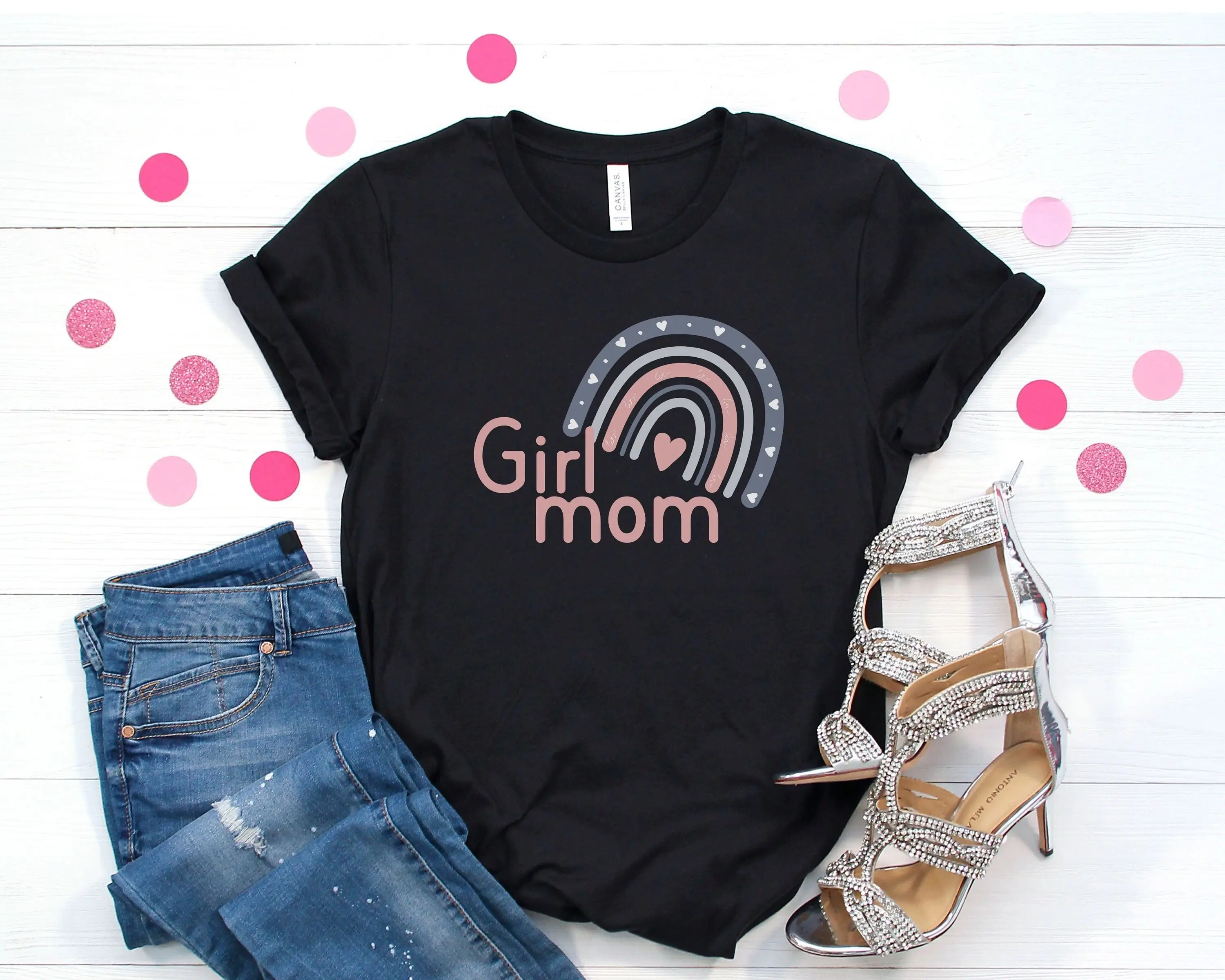 Girl Mom T Shirt Rainbow Mama Mothers Day Of Girls For