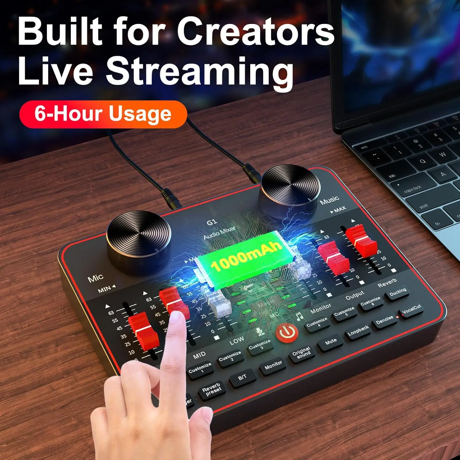 

Аудиокарта USB для живого звука, студийный микшер, комплект оборудования для подкастов с конденсаторным микрофоном 3,5 мм для ПК/телефона, для прямых трансляций и игр