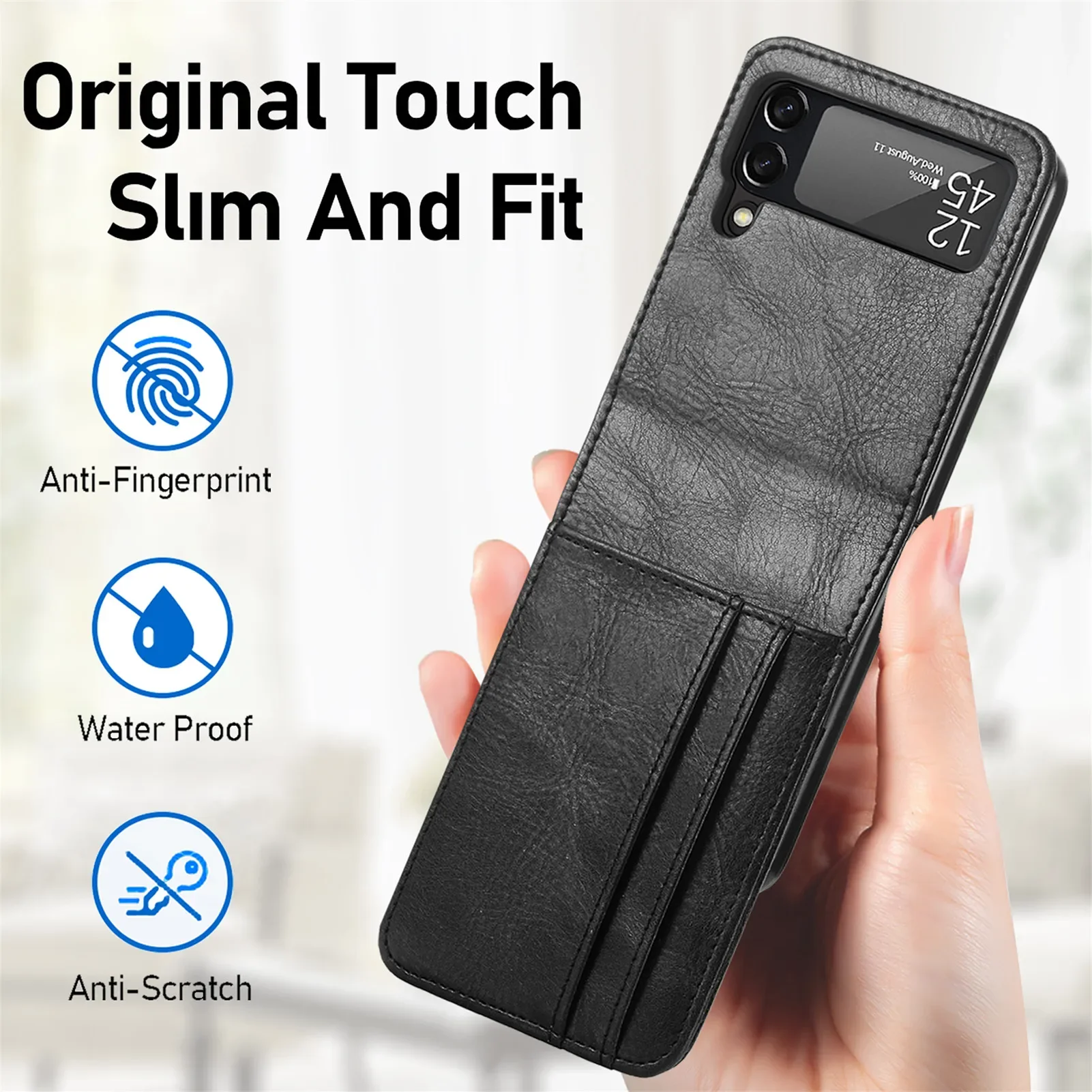 Slim Leather Wallet Bag Case for Samsung Galaxy Z Flip 3 5 6 flip6 Flip5 Flip4 Flip3 5G Flip 4 2 flip2 Card Slot Cover Cases