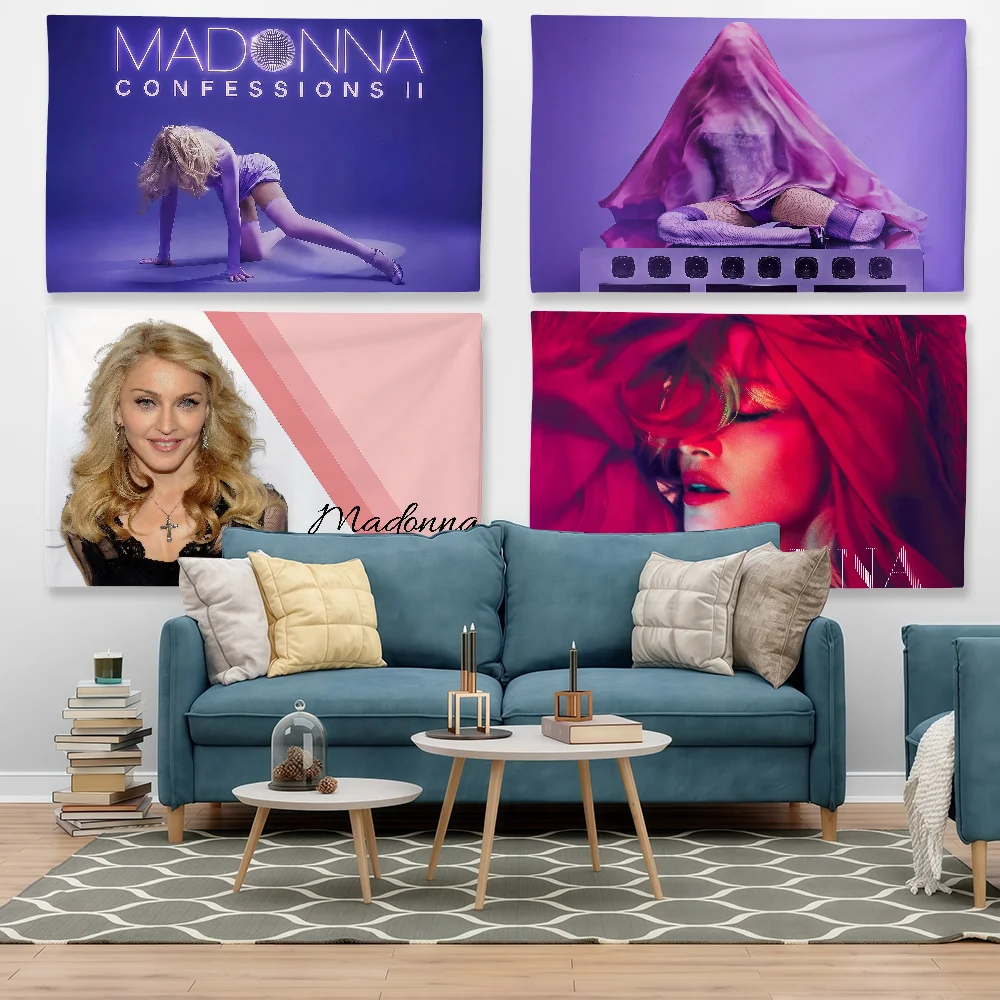 Singer M-Madonna Flag Tapestry Outdoor Party Bedroom Living Room Dormitory Decorative Themed Wall Hanging Banner Gift