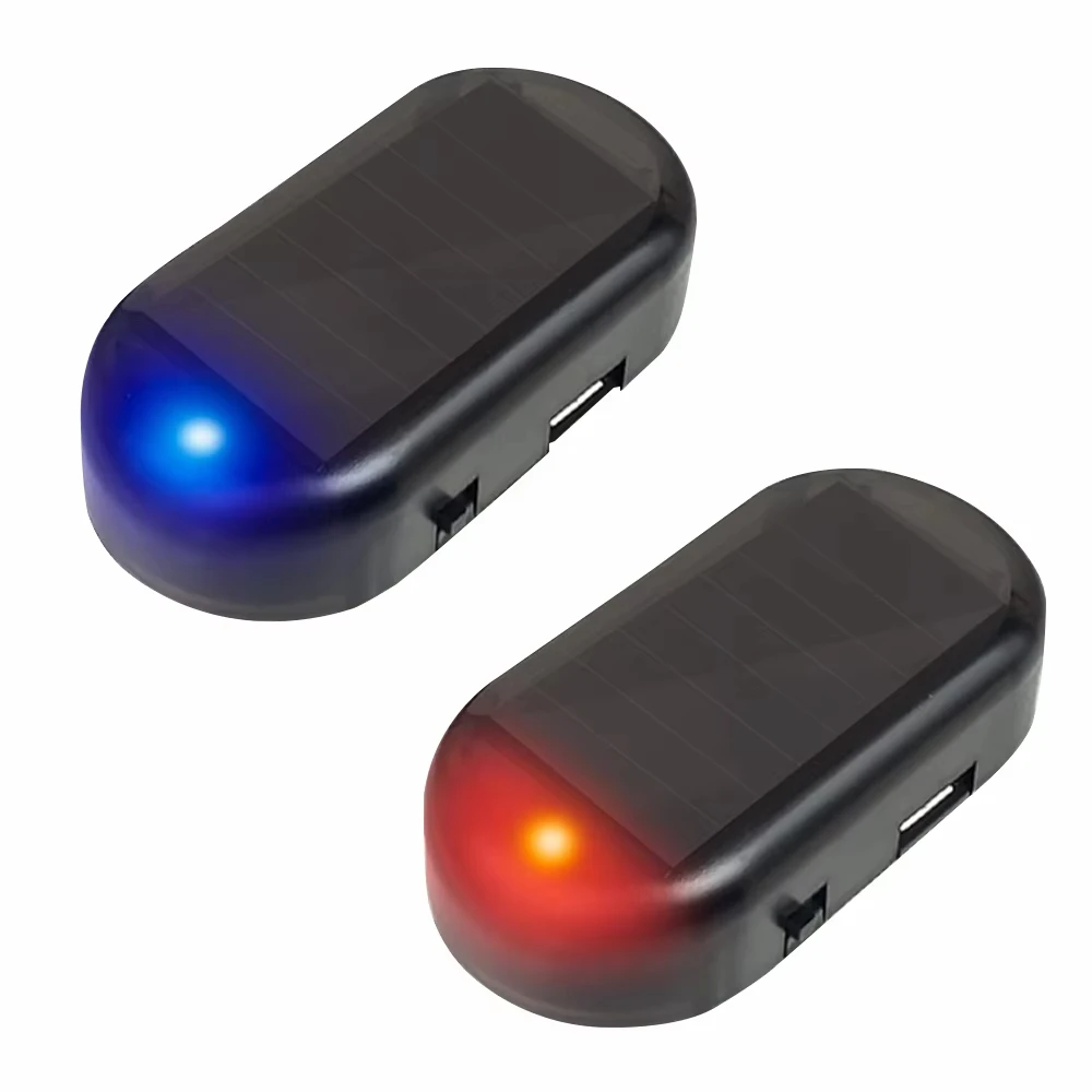 자동차 태양광 보안 스트로브 라이트 더미 알람, 무선 경고 도난 방지 주의 램프, LED 깜박이는 모조 장식