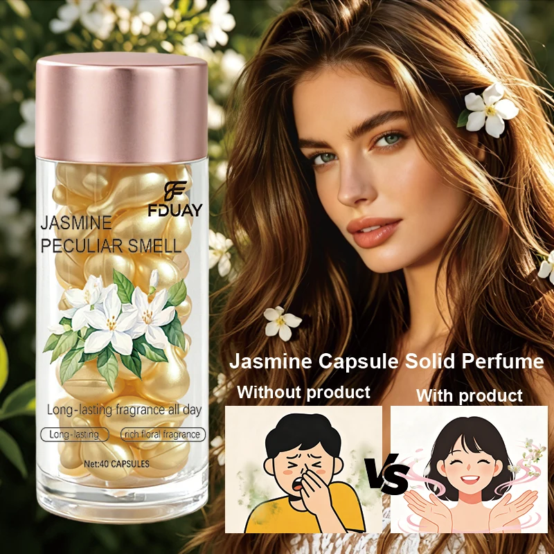 FDUAY 40 Jasmine Scented Capsules, Portable Mini Bottle, All-Day Long-Lasting Fresh Floral Fragrance, Small and Easy to Carry