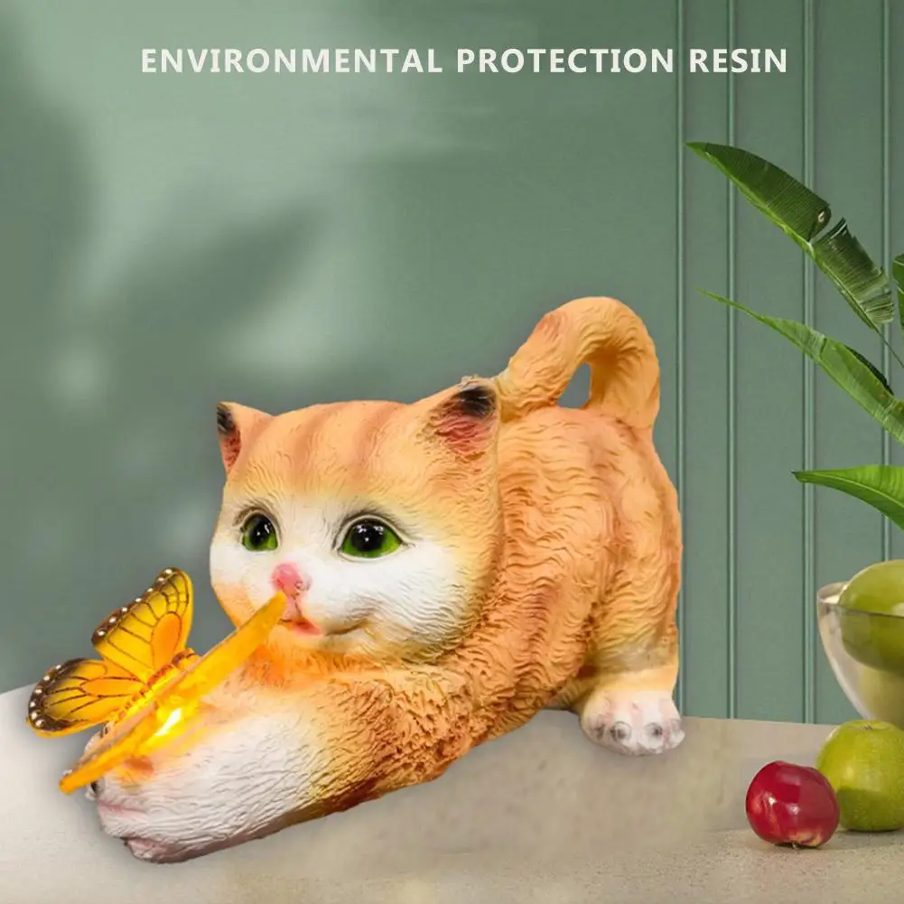 

Cat Solar Garden Statue Solar Garden Statue Cat Lawn Art Decoration Outdoor Decoration with Cat Holding Butterfly for Yard Patio