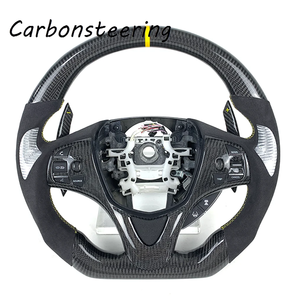 Interior accessories for Acura 2012-2018 Customized D-shape design carbon fiber cars steering wheel for Honda LED RPM display