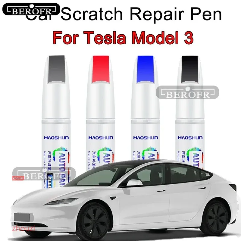 For  Tesla Model 3 Y X S  Automotive Paint Repair Pen Pearl White Clearcoat Pen Accessories Black White Red Blue Gray Silver