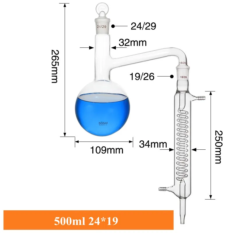 Distiling Apparatus Unit Serpentine Condenser Distillation Flask Use For Use For Making Distilled Water Essential Oil Extraction