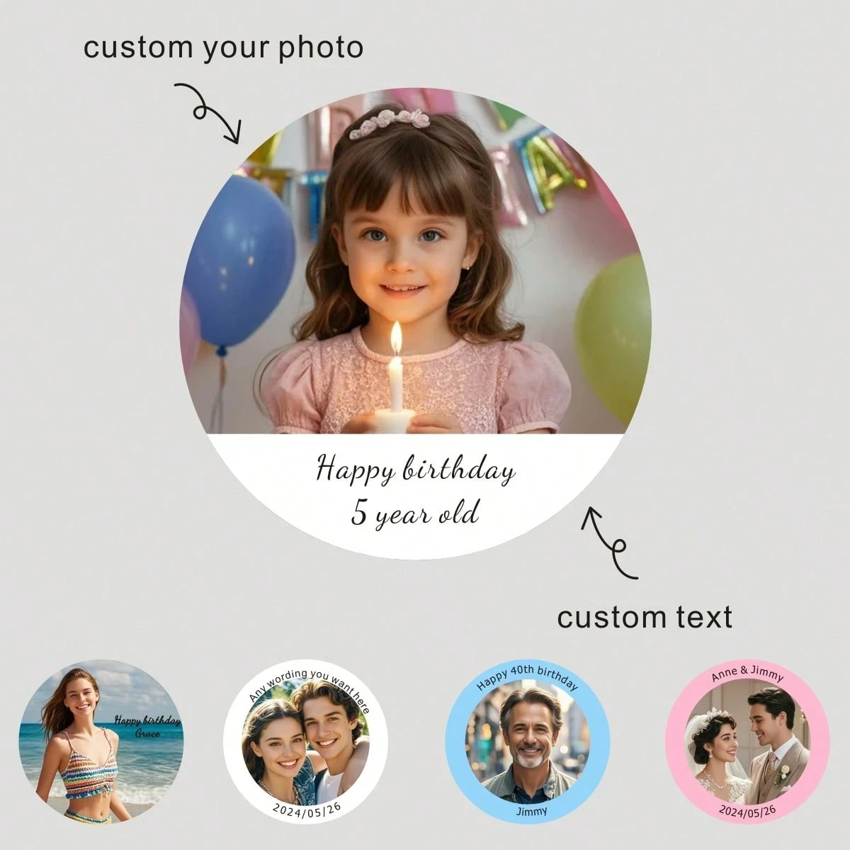 맞춤형 개인화 사진 스티커 라벨 결혼식 생일 기념일 발렌타인 어머니 아버지의 날 가정 사무실 선물