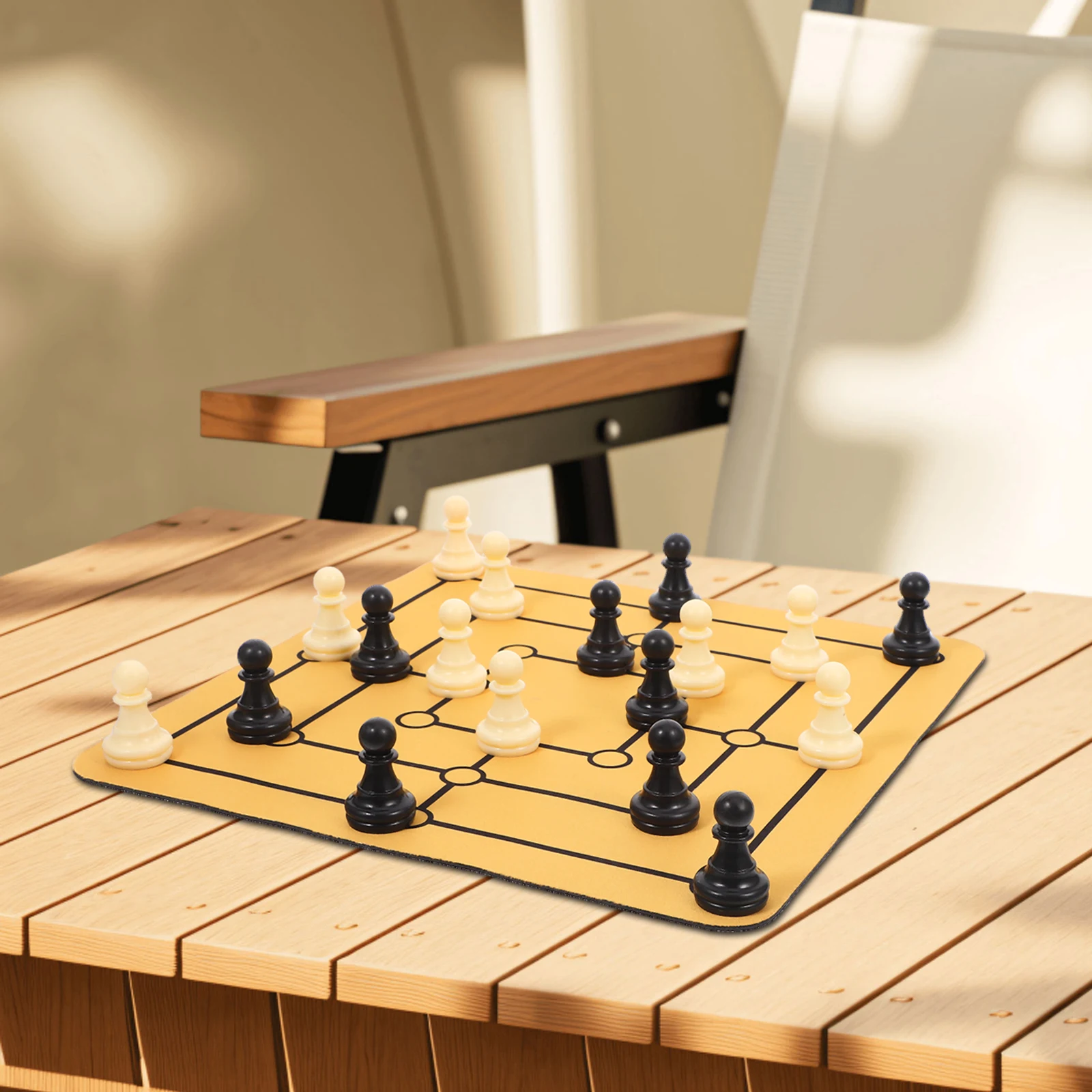 1 set Nine Mens Chess Entertainment Portable Game Desktop Board Set Entertainment Home Traditional Portable Checker Game