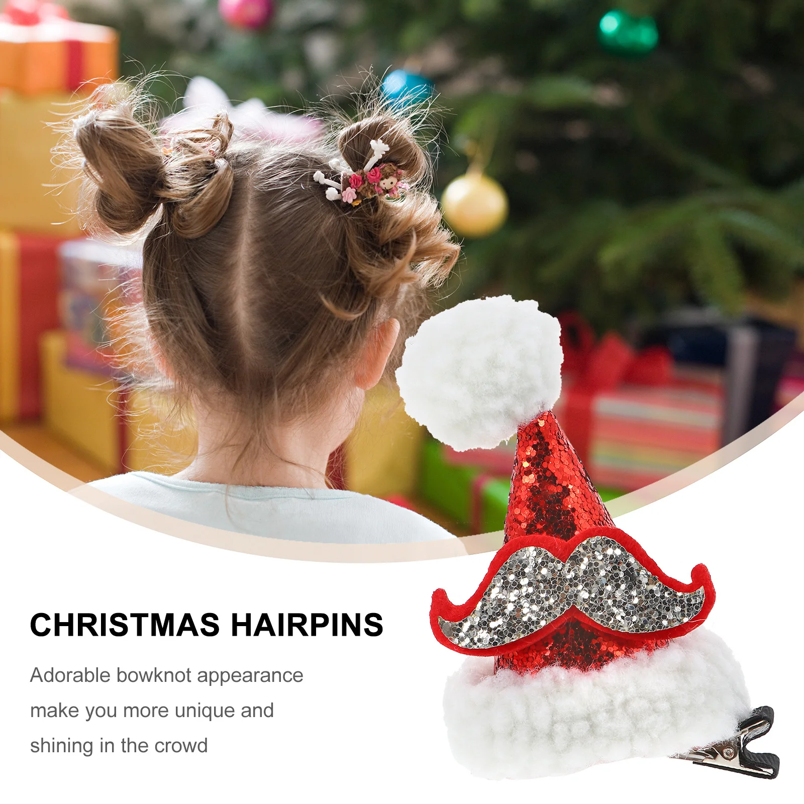

6 Pcs Christmas Hat Hairpin Holiday Clips Decorations Duck Billed Duckbilled Flash