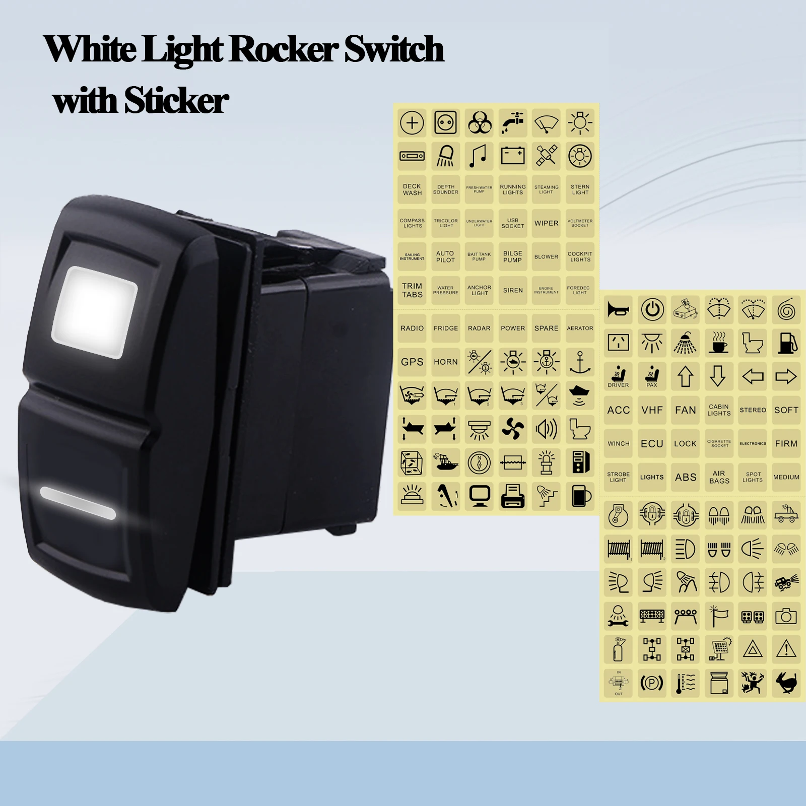 Marine Boat Rocker Switch White Backlight Blank Waterproof Button ON OFF/(ON)OFF(ON) /(ON) ON OFF 3Way Switch For Polaris RZR XP