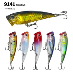 70mm 8.5g Surface Popper Fishing Lures Pesca Wobbler Artificial Hard Bait for Saltwater Trout Bass Swimbait Fishing Accessories