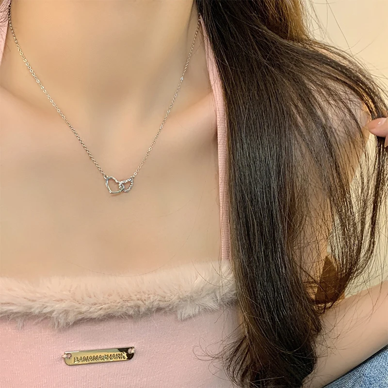 Корейское-винтажное-колье-с-двойным-сердцем-и-цирконием-женское-простое-модное-вечернее-колье-на-ключицу